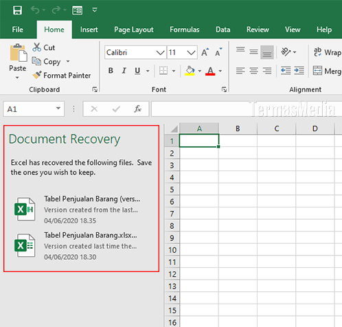 Cara memulihkan atau mengembalikan file Excel yang belum disimpan