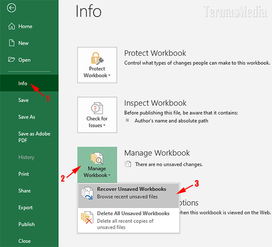 Cara memulihkan atau mengembalikan file Excel yang belum disimpan