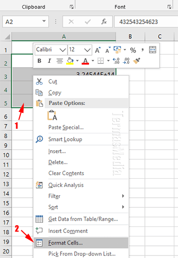 Cara menampilkan angka dengan panjang 12 digit atau lebih di Excel