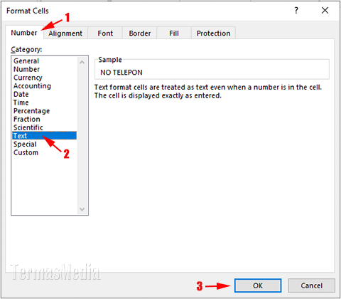 Cara menampilkan angka nol (0) di awal pada Microsoft Excel