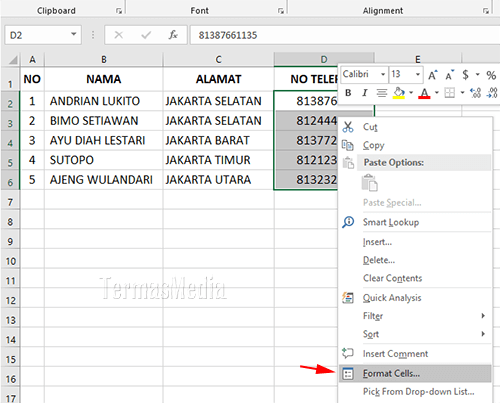 Cara menampilkan angka nol (0) di awal pada Microsoft Excel
