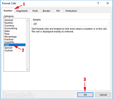 Cara mengkonversi mengubah data angka menjadi teks di Microsoft Excel