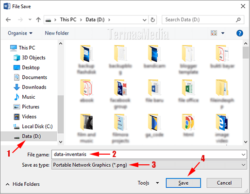 Menyimpan bagian terseleksi tabel Excel ke format PNG atau JPEG