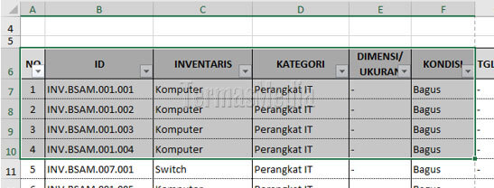 Mencetak hanya area terseleksi dari lembar kerja (worksheet) Microsoft Excel