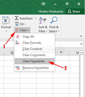 Menghapus hyperlink di Microsoft Excel