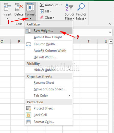 beberapa cara mengubah tinggi baris di Microsoft Excel
