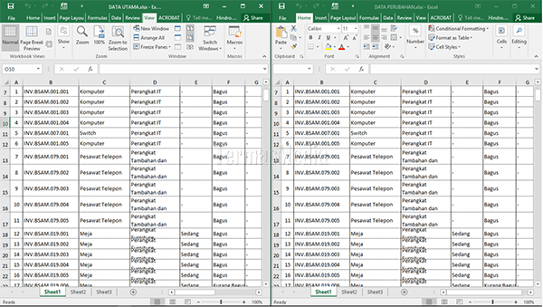 Menyusun beberapa file Excel berdampingan side by side