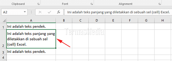 Mengemas (wrap) teks panjang ke dalam sebuah sel Excel