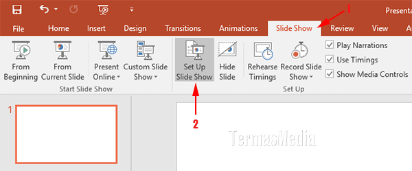 Menjalankan presentasi PowerPoint yang diulang otomatis
