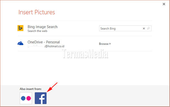 Menyisipkan gambar dari Facebook langsung di Microsoft PowerPoint