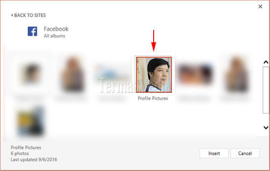 Menyisipkan gambar dari Facebook langsung di Microsoft PowerPoint