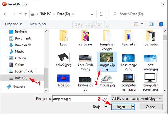 Mengisi shape dengan gambar atau memasukkan gambar ke dalam shape di slide PowerPoint
