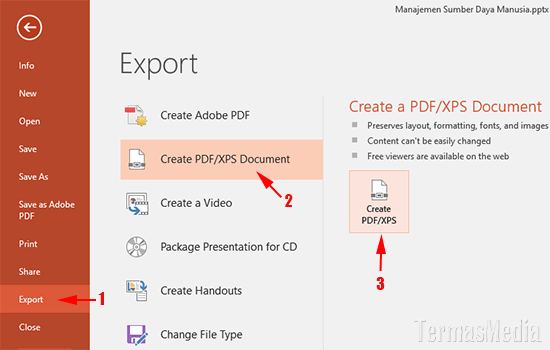 Mengkonversi atau menyimpan presentasi PowerPoint ke file PDF (opsi lanjutan)