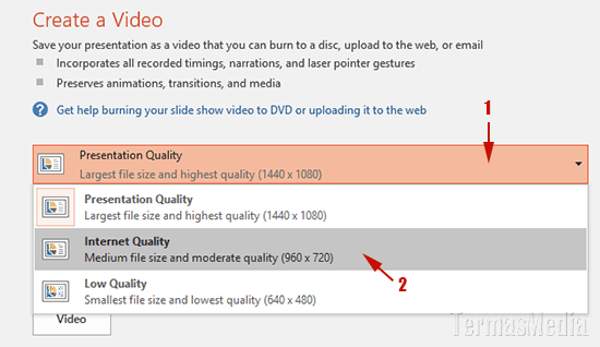 Menyimpan atau mengkonversi presentasi PowerPoint ke format video