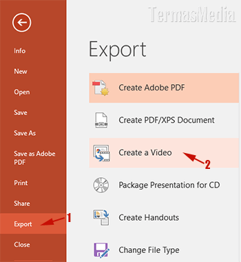 Menyimpan atau mengkonversi presentasi PowerPoint ke format video