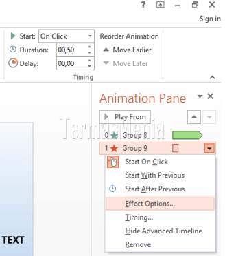 Membuat teks berjalan (running text) di Microsoft PowerPoint