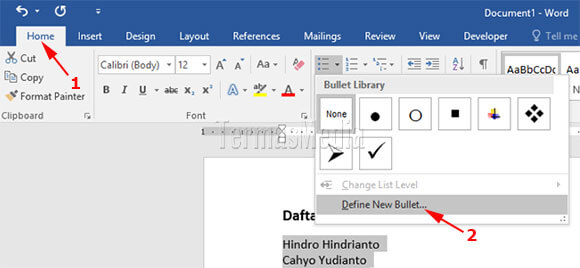 Membuat custom bullet di Microsoft Word