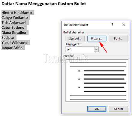 Membuat custom bullet di Microsoft Word