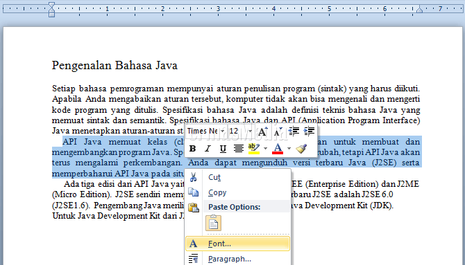 Menyembunyikan dan menampilkan kembali teks di Word
