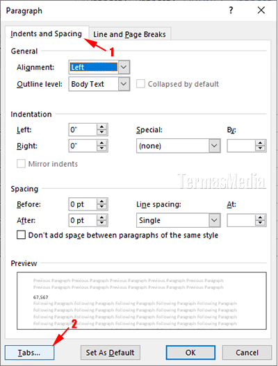 Meluruskan mensejajarkan (align) tanda simbol desimal koma di tabel Microsoft Word