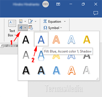 Membuat text tulisan melengkung curve text Microsoft Word