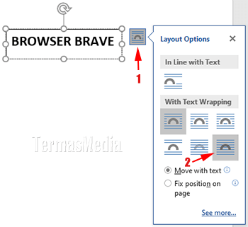 menempatkan meletakkan teks di atas gambar di Microsoft Word