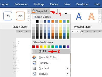 menempatkan meletakkan teks di atas gambar di Microsoft Word