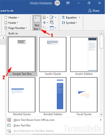 menempatkan meletakkan teks di atas gambar di Microsoft Word
