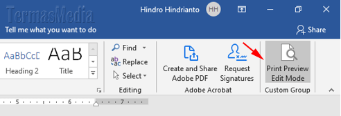 Cara mengedit teks di Print Preview Microsoft Word
