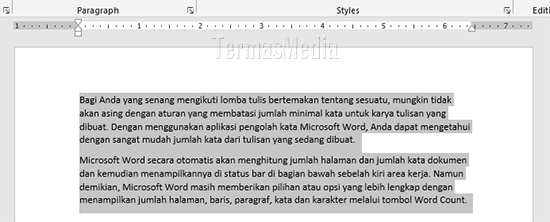 Cara mengetahui atau melihat jumlah halaman, kata, karakter, paragraf dan baris di dokumen Microsoft Word