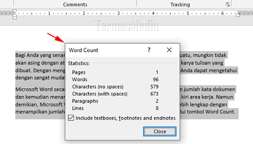 Cara mengetahui atau melihat jumlah halaman, kata, karakter, paragraf dan baris di dokumen Microsoft Word