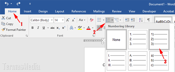 Menggunakan bullets numbering di Microsoft Word