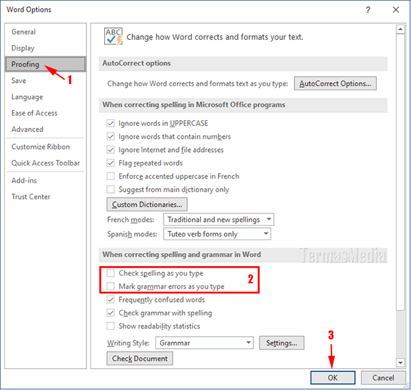 Mengilangkan garis berombak warna merah hijau di dokumen Microsoft Word