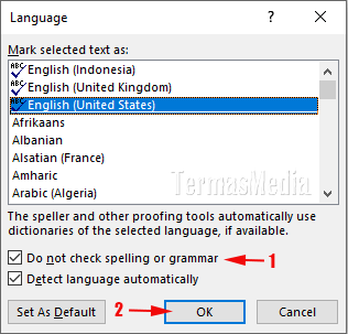 Mengilangkan garis berombak warna merah hijau di dokumen Microsoft Word