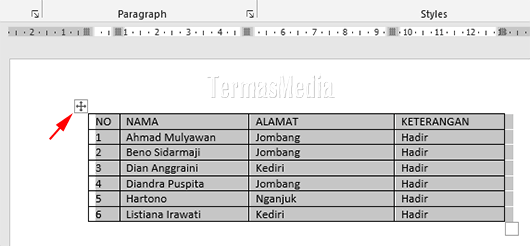 Cara mengubah atau mengganti warna garis tabel di Microsoft Word
