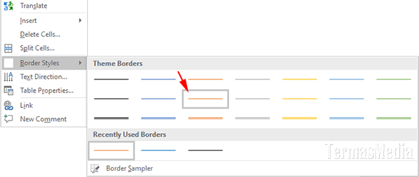 Cara mengubah atau mengganti warna garis tabel di Microsoft Word