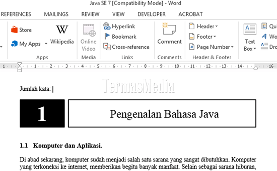 Menyisipkan hitungan kata (word count) di Dokumen Word