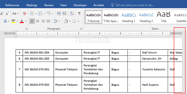 Menyisipkan tabel Excel agar pas di dokumen Microsoft Word