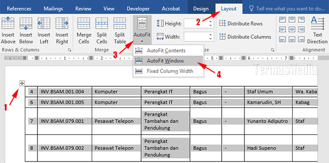 Menyisipkan tabel Excel agar pas di dokumen Microsoft Word