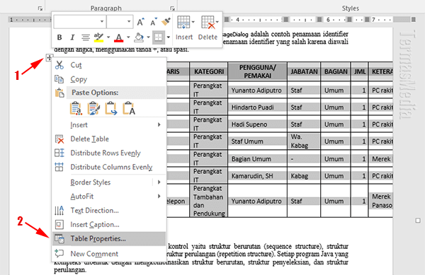 Menggunakan orientasi halaman berbeda portrait landscape di Microsoft Word