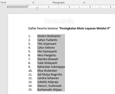 Mengurutkan (sorting) data di Microsoft Word