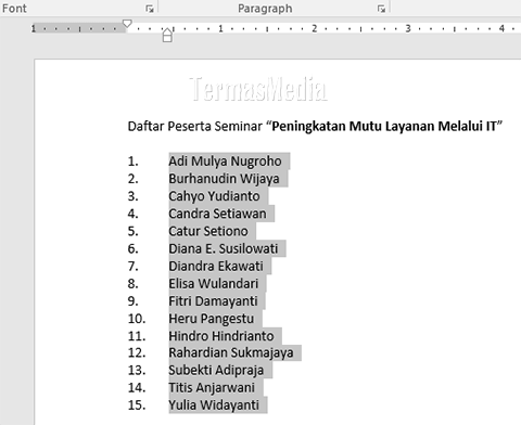 Mengurutkan (sorting) data di Microsoft Word