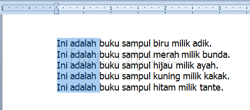 Menyeleksi teks secara vertikal di Microsoft Word