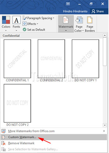 Menambahkan watermark ke dokumen Microsoft Word
