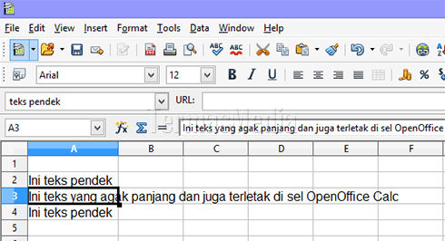 Mengemas (wrap) teks panjang ke dalam sebuah sel OpenOffice Calc