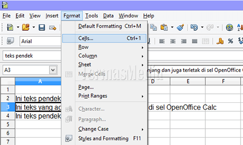 Mengemas (wrap) teks panjang ke dalam sebuah sel OpenOffice Calc