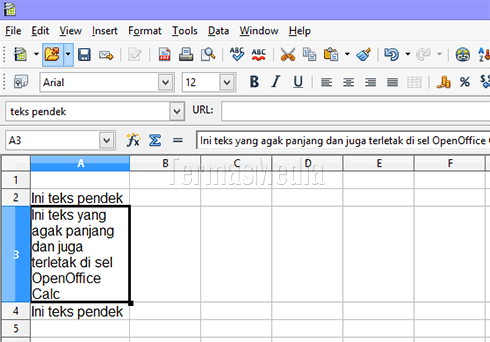 Mengemas (wrap) teks panjang ke dalam sebuah sel OpenOffice Calc