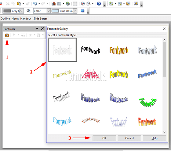 Membuat teks atau tulisan melingkar di OopenOffice.org Impress
