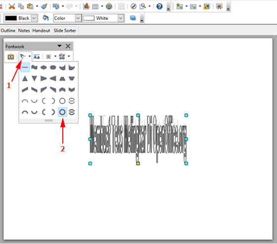 Membuat teks atau tulisan melingkar di OopenOffice.org Impress