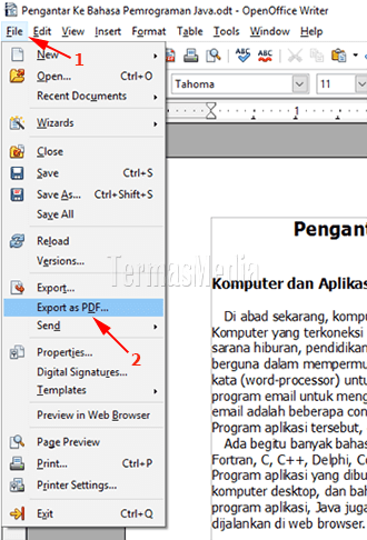 Membuat file PDF menggunakan OpenOffice.org Writer